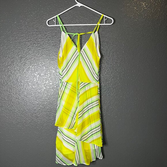 Christopher John Rogers x Target Yellow Stripe Midi Dress Small Ruffle Hem - Picture 3 of 8